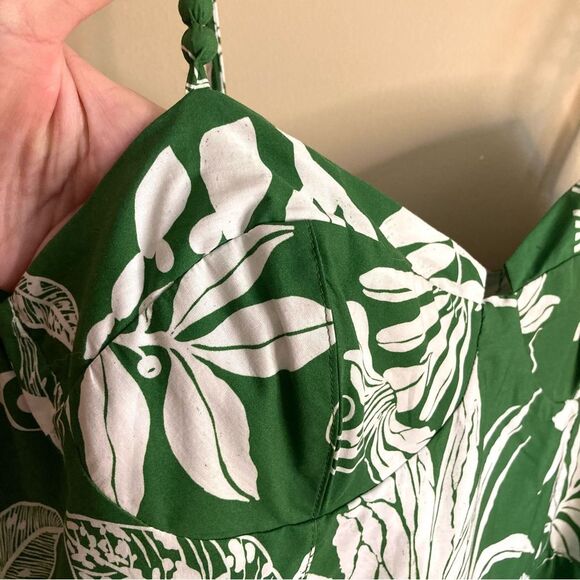 NEW FARM Rio Forest Soul Mix Midi Dress Tropical Green White Tiered Size XL - Picture 10 of 16